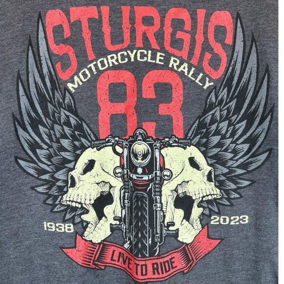 STURGIS Motorcycle Rally 83 Short Sleeve T-Shirt Gray Sz M 1938-2003 - Picture 4 of 5